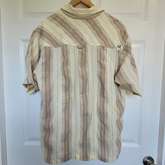 O'Neill Striped Collared Button Down Short Sleeve Shirt Men's Large - Picture 2 of 16